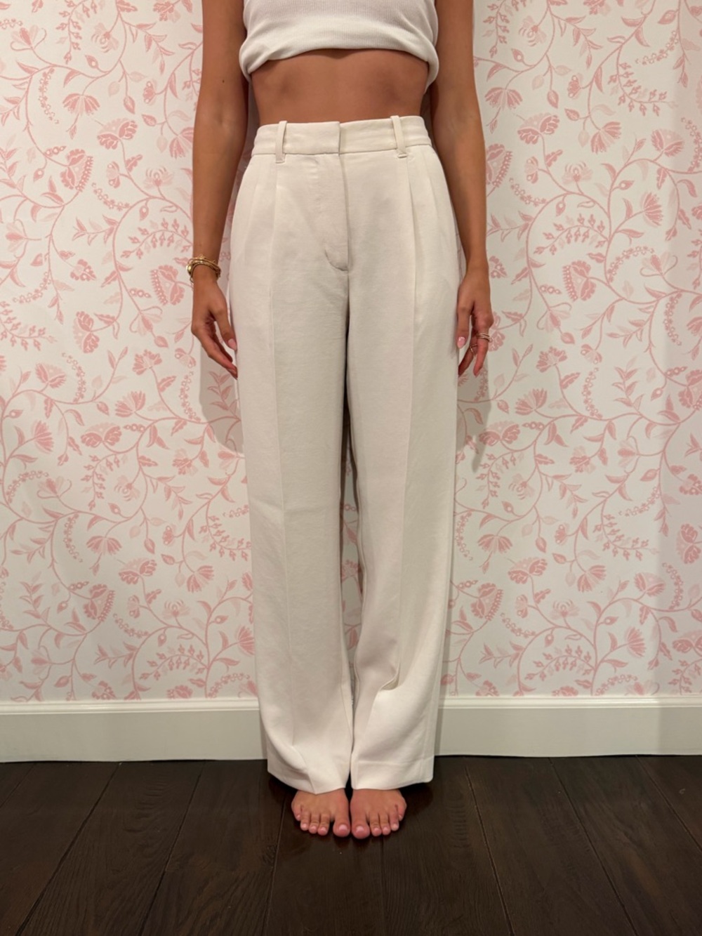 Aritzia White Tailored Trousers | High Waisted Wide Leg Dress Pants